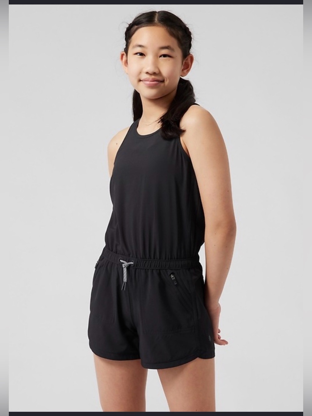 Athleta Girl On the Go Romper Black , size XL /14